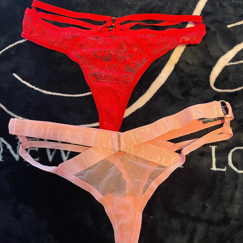 NWOT. Victoria Secret Very Sexy Strappy Thongs. Gorgeous! Never been worn.